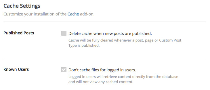 Cache Settings